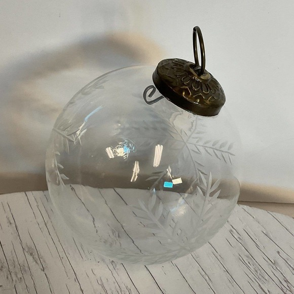 Snowflake Etched Glass Ball Ornament Other - Clear Glass Etched Frosted Snowflake 3.25” Ball Ornament AllHollidays